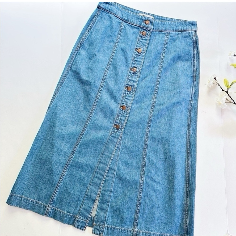 Madewell Button Front A-line Denim Skirt In Kearney Wash Midi